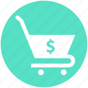 basket, cart, dollar, finance, shopping, shopping cart