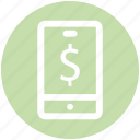 dollar, mobile, mobile phone, online marketing, online shopping, phone, smartphone