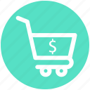 basket, cart, dollar, finance, shopping, shopping cart