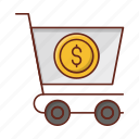 cart, trolley, shopping, finance, dollar 