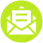 envelope, letter, mail, message, open letter, open message 