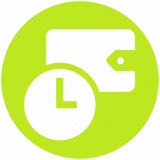 Clock, earning, money, saving, scheduled payment, time, wallet icon - Download on Iconfinder