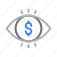 dollar, eye, finance, money, view 