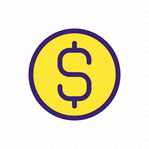 Dollar coin, currency, money, golden cent icon - Download on Iconfinder