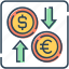 arrow, coin, currency, dollar, euro, exchange, foreign 