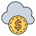 coin, dollar, saving, cloud