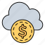 coin, dollar, saving, cloud 