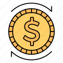 coin, dollar, exchange, transfer