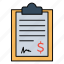 document, bill, invoice, clipboard 