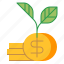 investment, coin, money, currency, leaf, invest, grow, growth 