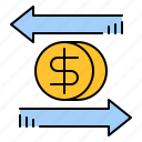 transaction, transfer, arrow, coin, money, flow, finance, financial, currency