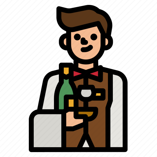 Waiter, occupation, professions, job, man icon - Download on Iconfinder
