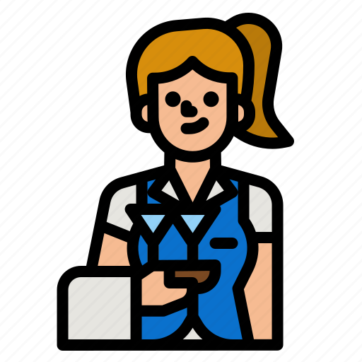 Waitress, occupation, professions, job, woman icon - Download on Iconfinder