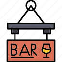 bar, sign, board, signboard, hanging