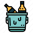 ice, bucket, box, drink, bottles