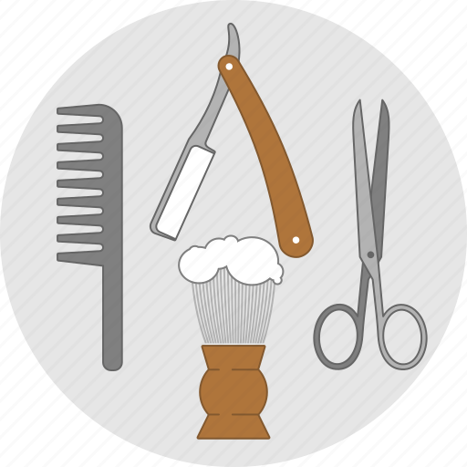 A haircut, barber, flatstyle, shaving, tools, razor, scissors icon - Download on Iconfinder