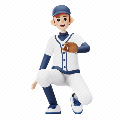 Baseball, catch ball, baseball player, sport, game, athlete, pose 3D illustration - Download on Iconfinder
