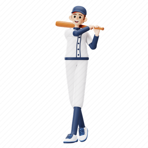 Baseball, hit, baseball player, sport, baseball bat, man, athlete 3D illustration - Download on Iconfinder