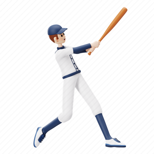 Baseball, baseball player, sport, baseball bat, athlete, pose, person 3D illustration - Download on Iconfinder