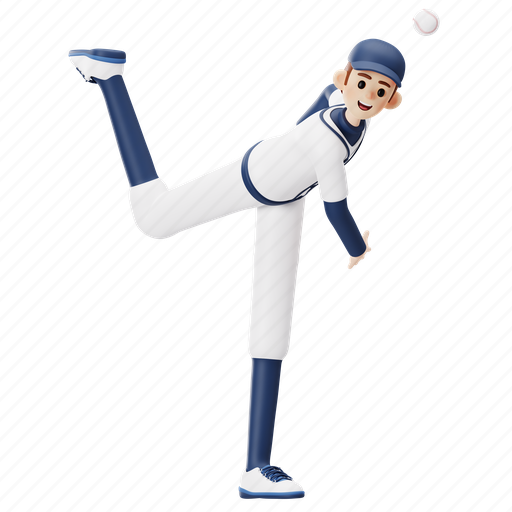 Baseball, throwing ball, baseball player, sport, man, athlete, pose 3D illustration - Download on Iconfinder