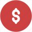 circle, dollar, finance, insurance, money, payment, sign icon 