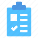 checklist, notepad, survey, clipboard, list