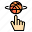 basketball, finger, game, rotation, spin 