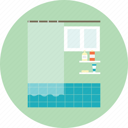 Bath, bathtub, shower, shower curtain, toilet icon - Download on Iconfinder