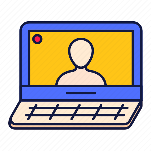 Laptop, communication, happy, recording, streaming icon - Download on Iconfinder