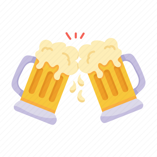 Beer glasses, cheers, beer toast, beer mugs, alcoholic drinks icon - Download on Iconfinder
