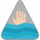 deep, water, warning, sign, no, swimming, prohibited, icon
