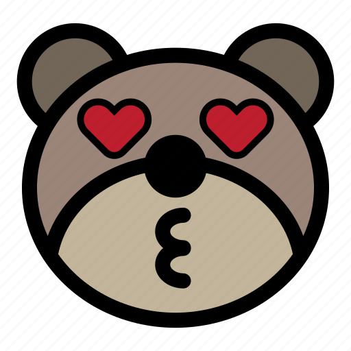 Bear, emoji, emoticon, kawaii, kiss icon - Download on Iconfinder