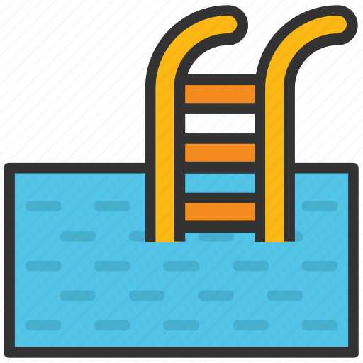 Pool ladders, pool steps, summertime, swimming, swimming pool icon - Download on Iconfinder