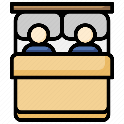 Double, bed, people, furniture, blanket icon - Download on Iconfinder