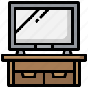 tv, television, table, electronics, cabinet
