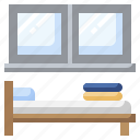 bedroom, window, bed, furniture