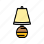lamp, table, bedroom, interior, room, bed 