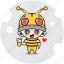 bee, character, costume, drink, emoticon, juice, mascot 