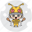 bee, character, costume, eat, emoticon, mascot, meat 