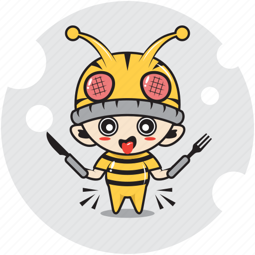 Bee, character, costume, eat, emoticon, hungry, mascot icon - Download on Iconfinder