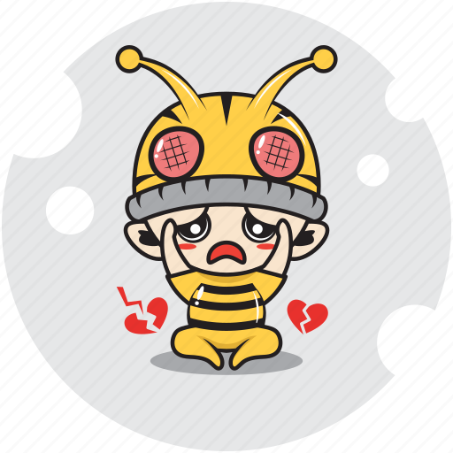 Bee, character, costume, crying, emoticon, mascot, sad icon - Download on Iconfinder
