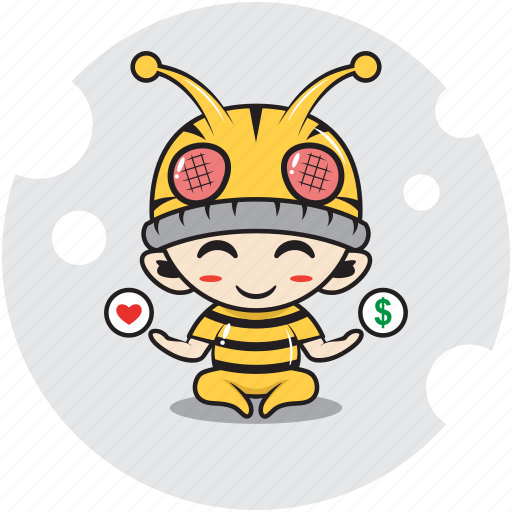 Bee, character, costume, emoticon, love, mascot, money icon - Download on Iconfinder