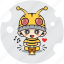 bee, character, costume, drum, emoticon, mascot, music 