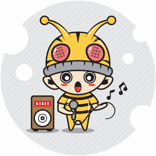 Bee, character, costume, emoticon, mascot, music, singing icon - Download on Iconfinder