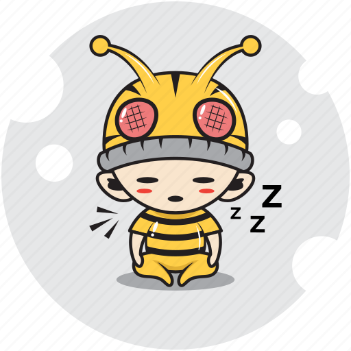 Bee, character, costume, emoticon, mascot, sleep, sleepy icon - Download on Iconfinder