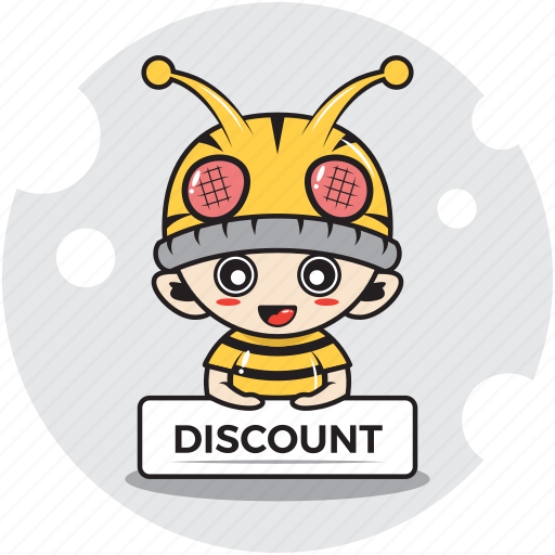 Bee, character, costume, discount, emoticon, mascot, promotion icon - Download on Iconfinder