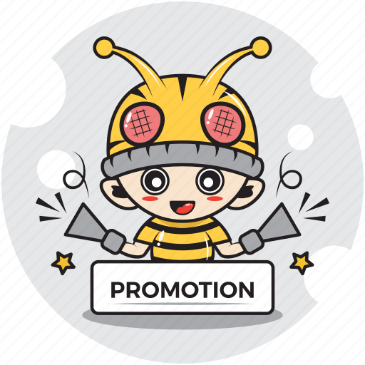 Bee, character, costume, discount, emoticon, mascot, promotion icon - Download on Iconfinder