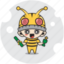 bee, certificate, character, costume, emoticon, mascot, trophy