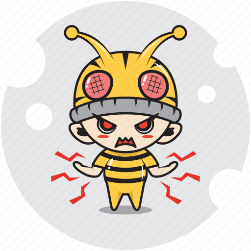 Angry, bee, character, costume, devil, emoticon, mascot icon - Download on Iconfinder