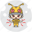 angry, bee, character, costume, devil, emoticon, mascot 